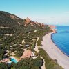 Vista aerea di una spiaggia accanto a un bosco.
